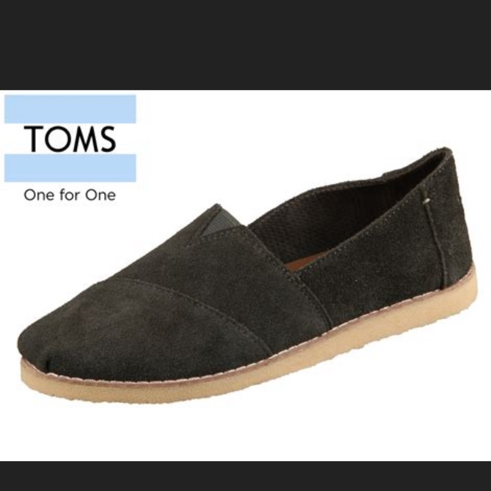 Toms Alpergata Black Suede Slip On Casual Flats 9.5 Classic Preppy Minimalist - Picture 12 of 13